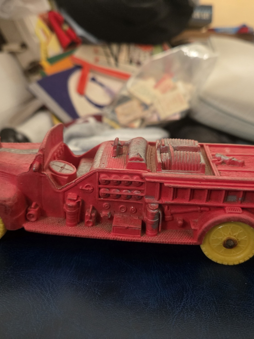 Red Kids Fire Engine Toy with Yellow Wheels
